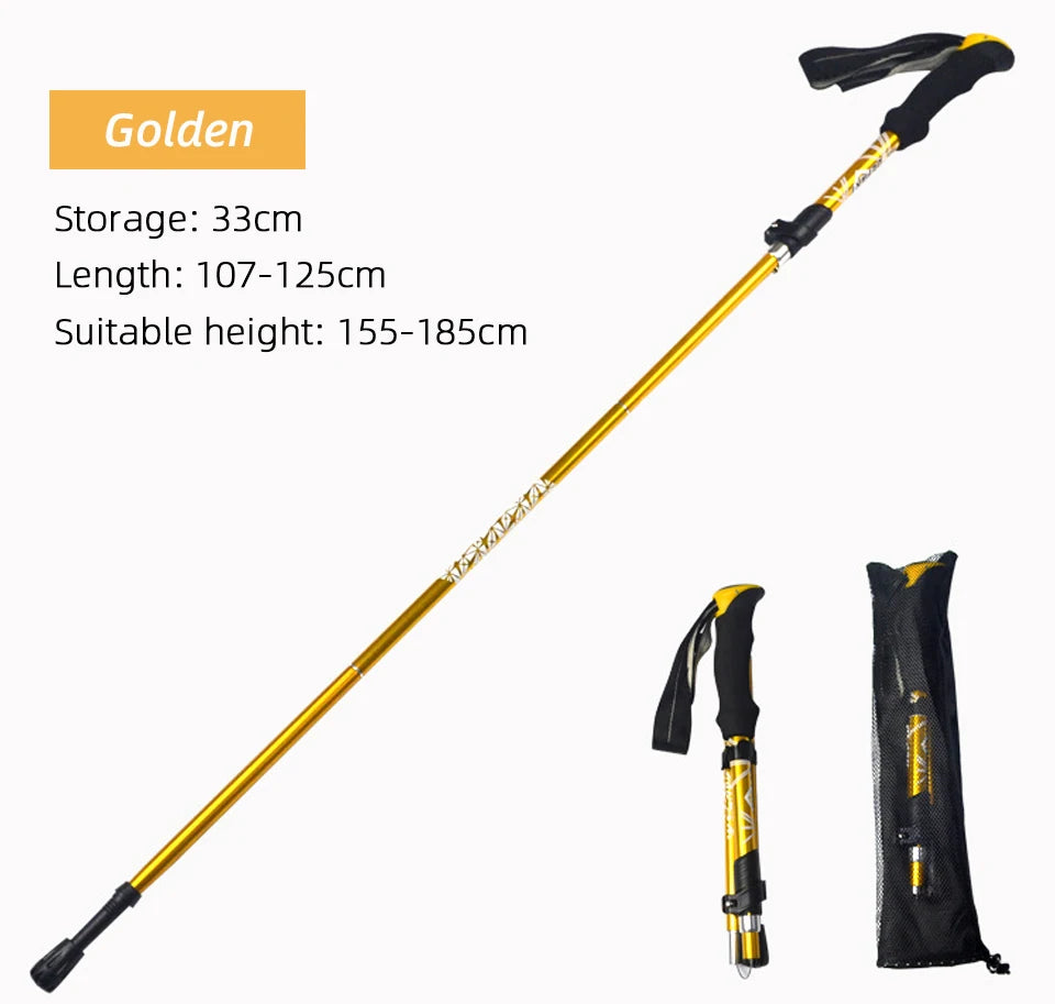 5-Section Folding Trekking Pole – Telescopic Hiking Stick for Camping, Nordic Walking, Travel